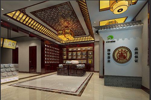 霞浦古朴典雅的中式茶叶店大堂设计效果图
