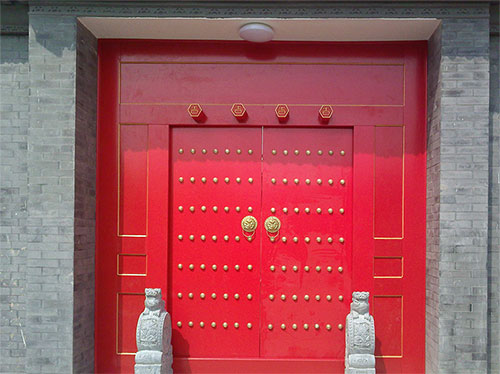 霞浦中国传统四合院系列朱红色中式木制大门木作